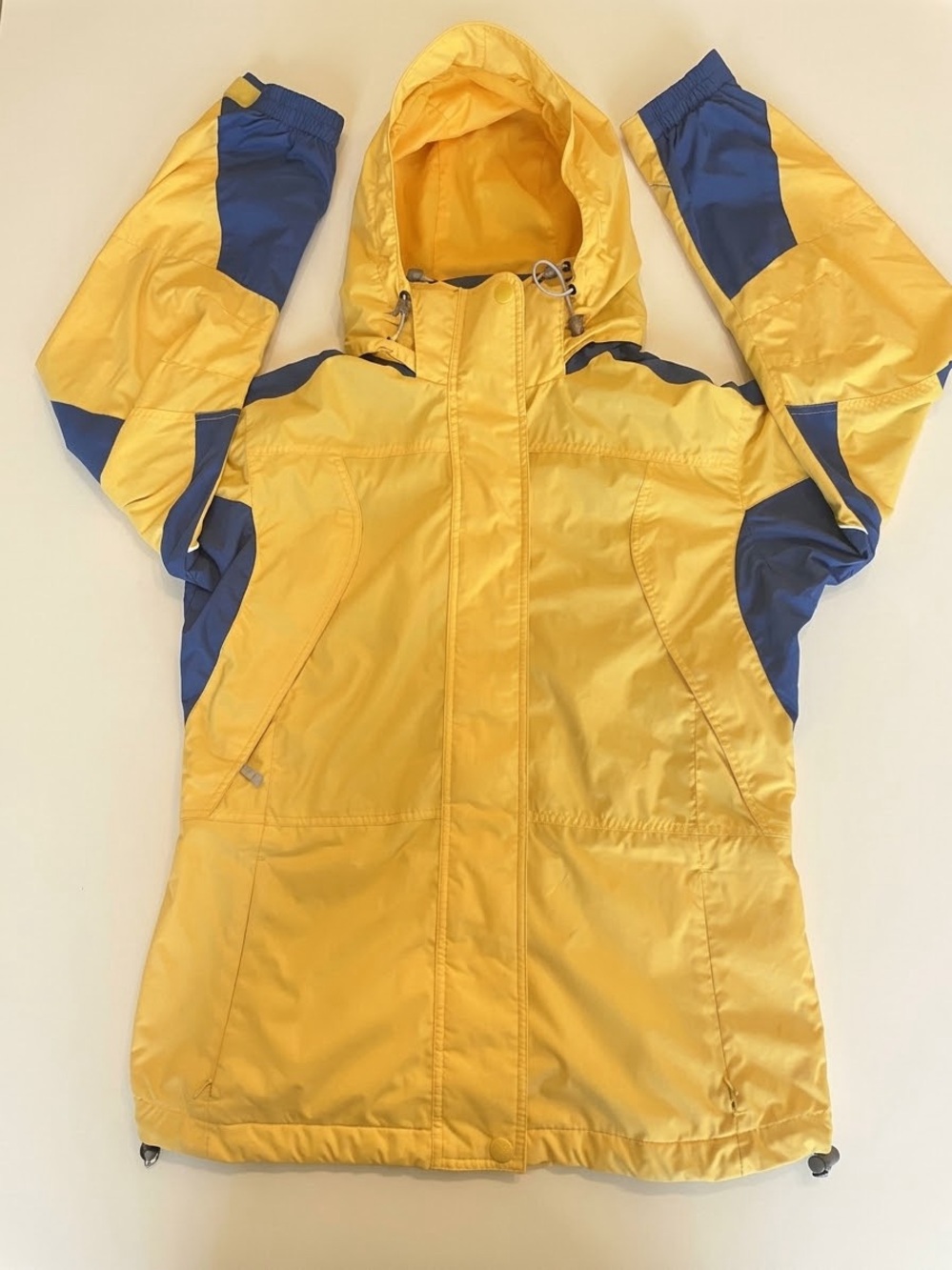 Columbia Hooded Ski Jacket Shell Yellow Blue Colorblock Women M